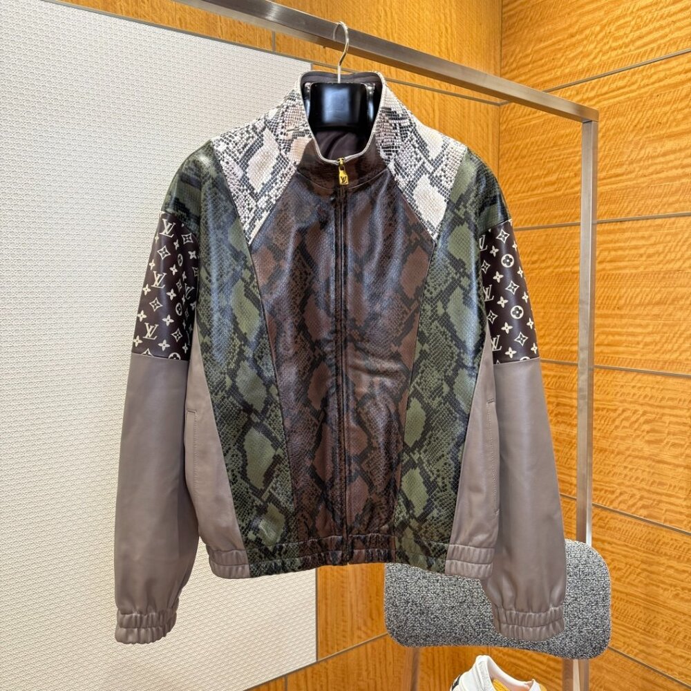 Louis Vuitton Python-Mix Leather Tracksuit Top Mi… - image 1